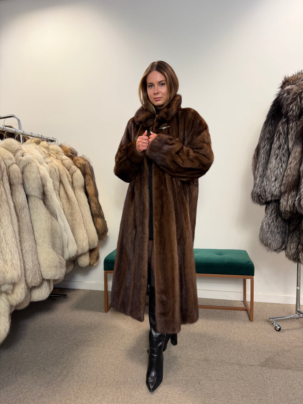 Mink Fur Coat, SAGA, Full Length, Size XXL
