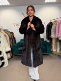Dark Brown SAGA Mink Fur Coat, Medium