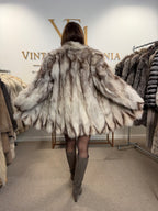 White Fox Fur Coat, Medium, Pieced, Light Weight