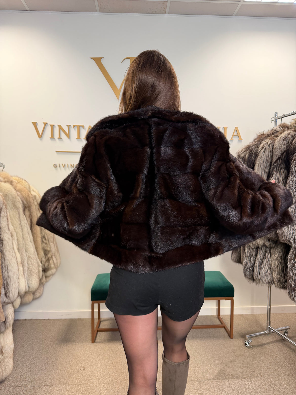 Mink Fur Jacket, Medium, Horizontal Pelt Design