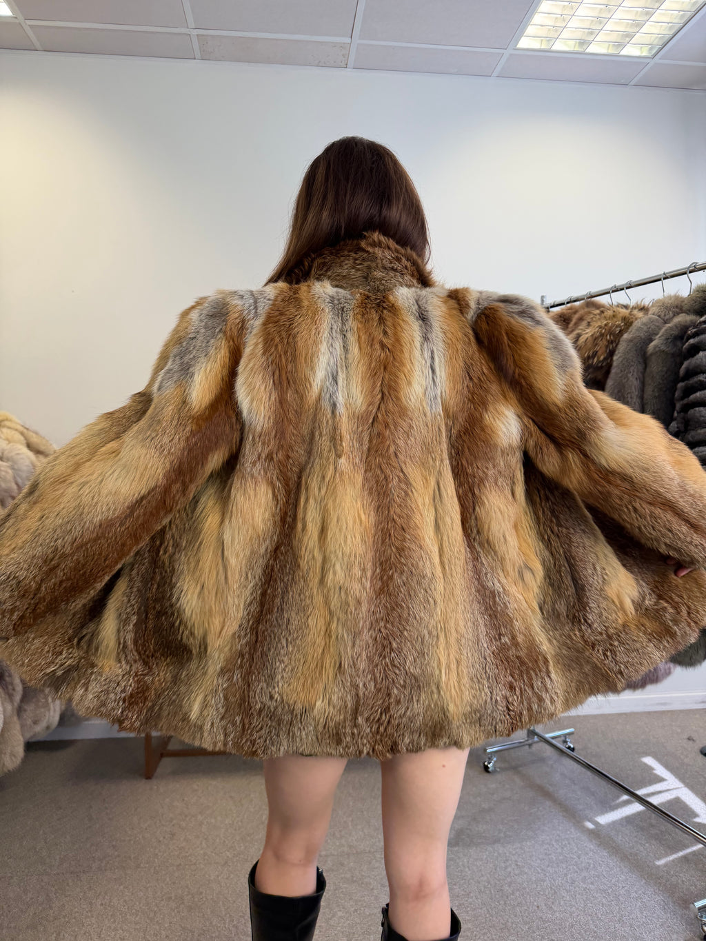 Red Fox Fur Jacket, Small, Fluffy