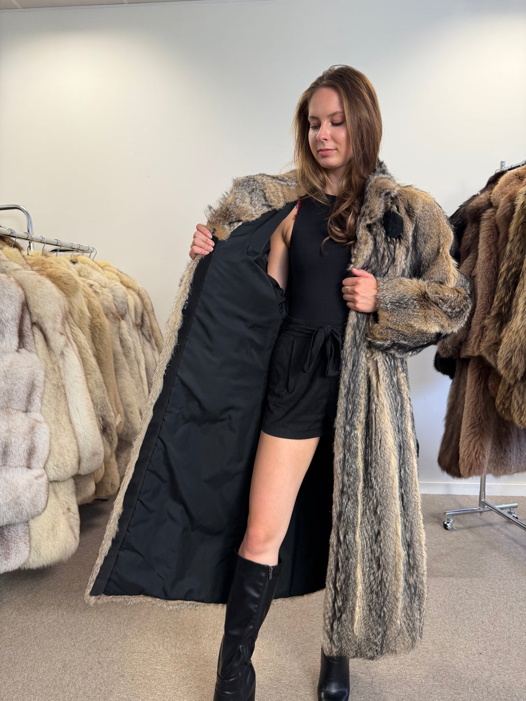 Coyote Fur Coat, Medium, Full Length