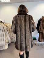 Raccoon Fur Coat, Luxury Lining, Size M