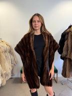 Mink Fur Stole, Dark Brown, Thick 200 cm