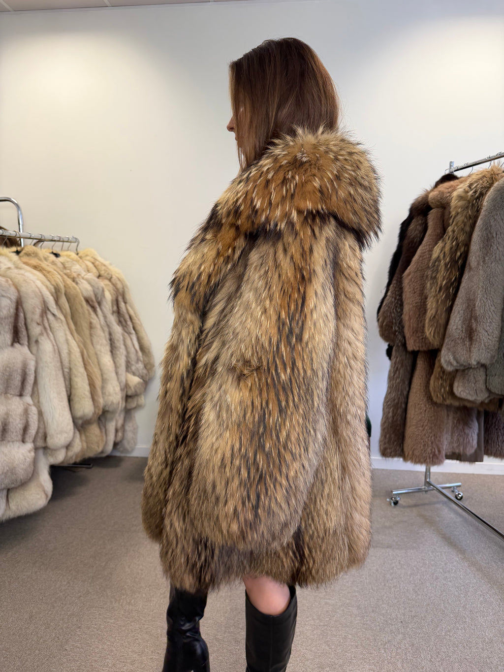 Raccoon Fur Coat, Size XL