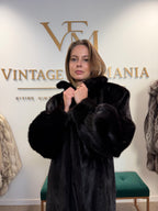Almost Black Mink Fur Coat, XXL, Full Length, Luxury
