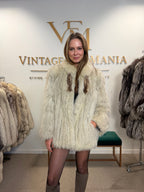 White SAGA Fox Fur Jacket, Medium