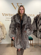 Silver Fox Fur Coat, XL, SAGA, Fluffy