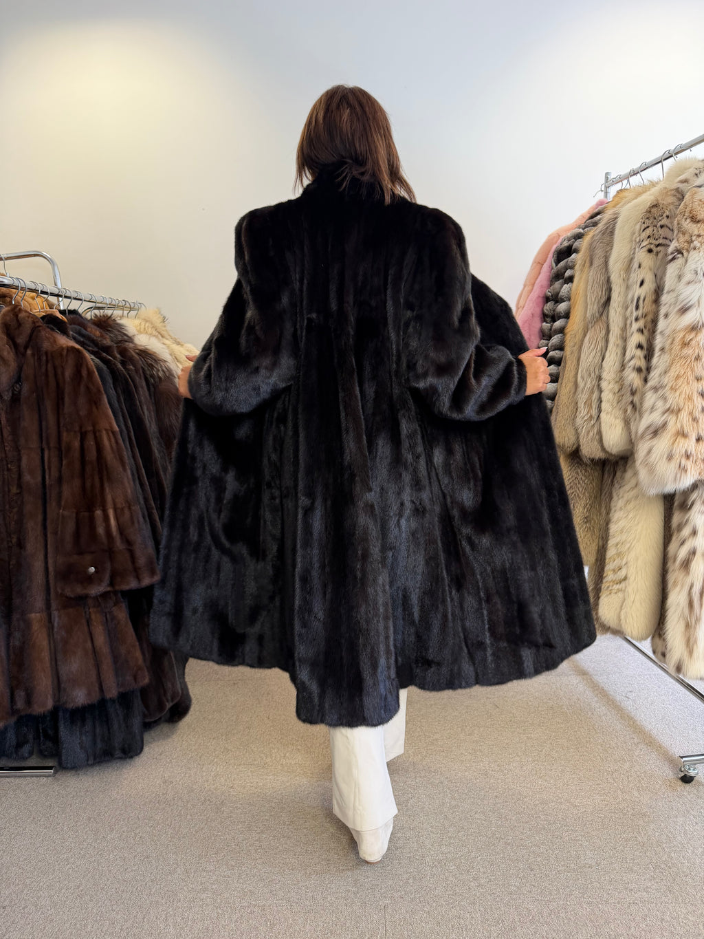 Mink Fur Coat, Black SAGA Pelsland, XXL
