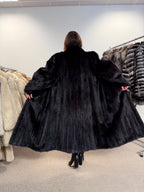 Mink Fur Coat, Black Brown, Full Length, Size XL