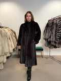 Mink Fur Coat, Dark Brown, Size L