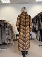 Muskrat Fur Coat, Brown, Full Length, Size S
