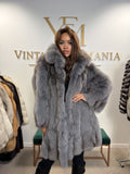 Blue Fox Fur Coat, Fluffy and Soft, Large