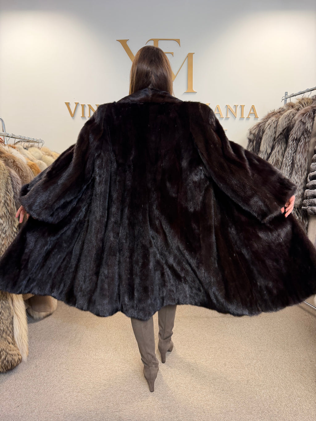 Brown Mink Fur Coat, Swinger, Milan, Fits up to 3XL