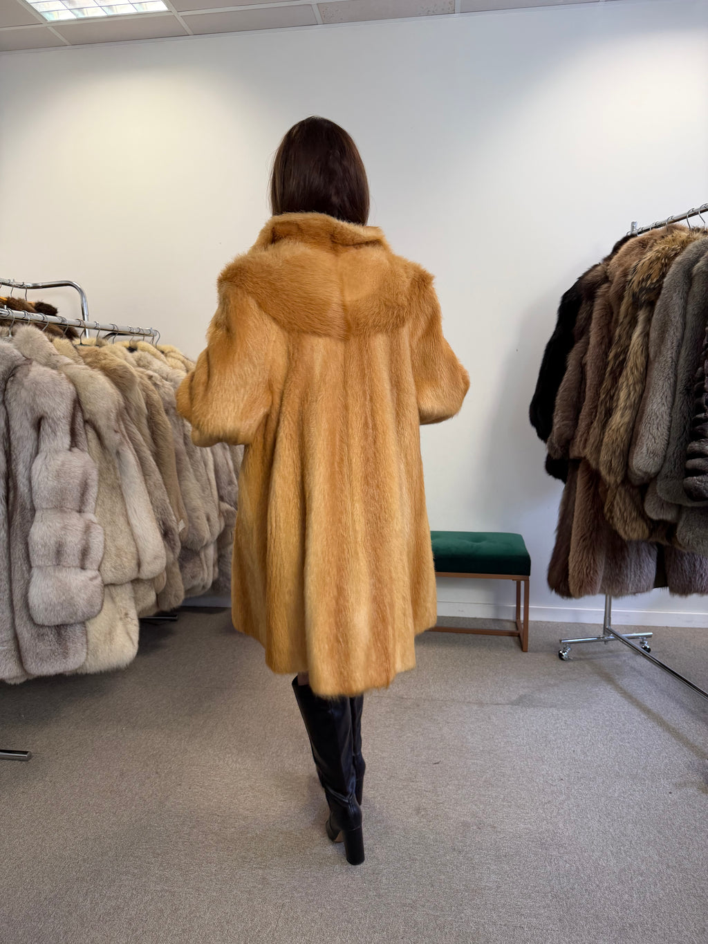 Golden Beaver Fur Coat, Small