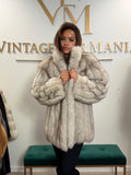 White Blue Fox Fur Jacket, Short and Soft, Medium