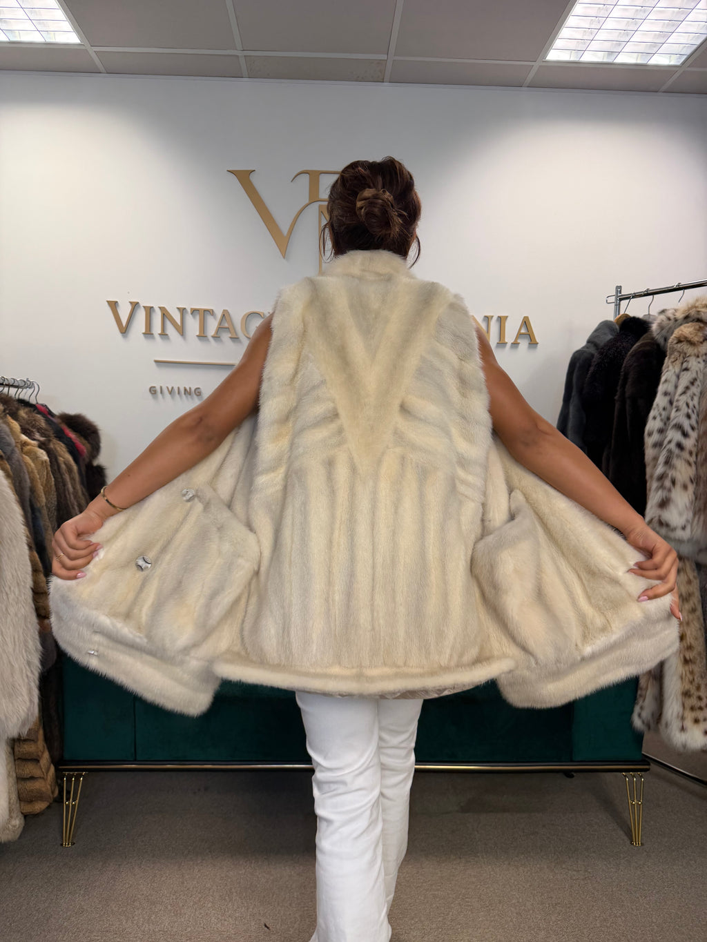 White Mink Fur Vest, Large