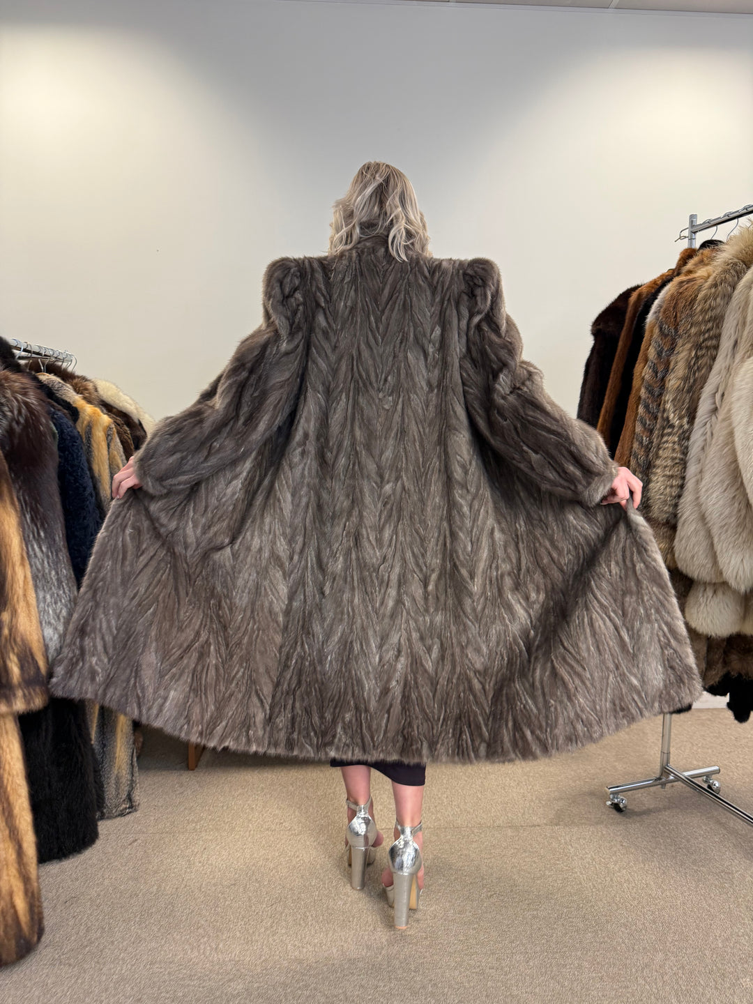 Grey Mink Coat Medium sizes