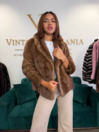 Short Brown SAGA Mink Fur Jacket, M/L