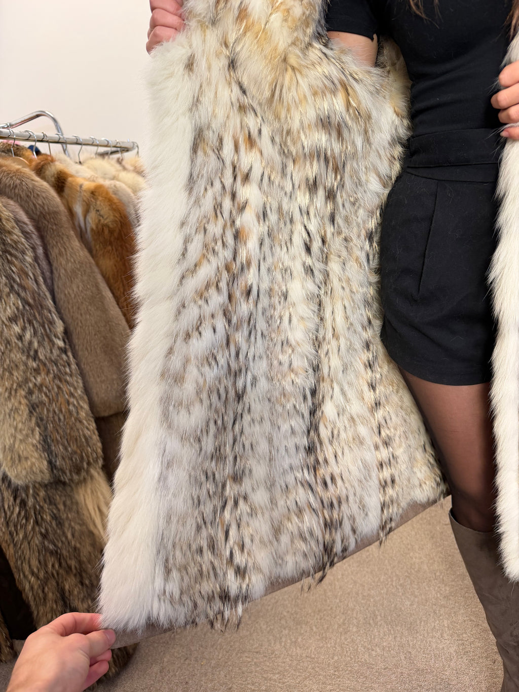 Light Beige Finn Raccoon Fur-Lined Overcoat, Medium