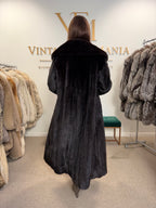 Dark Brown Mink Fur Coat, L/XL, Full Length