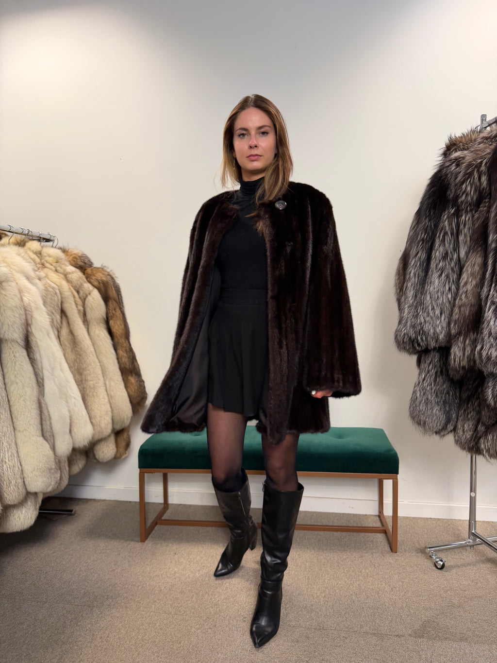 Mink Real Fur Jacket, Neckless Style, New