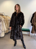 Brown Mink Fur Coat, Pieced, Full Length, Medium