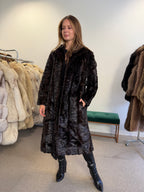 Brown Mink Fur Coat, Pieced, Full Length, Medium