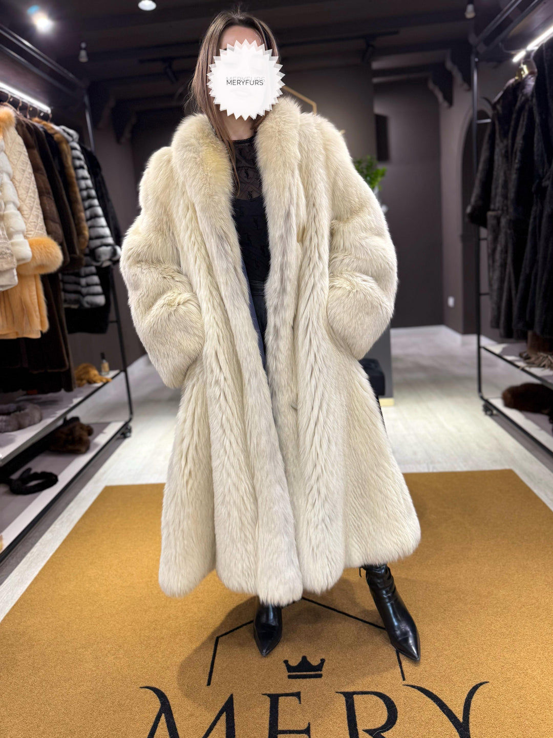 White fox fur coat full length - reserved