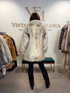 White Blue Fox Fur Coat, Soft, Small