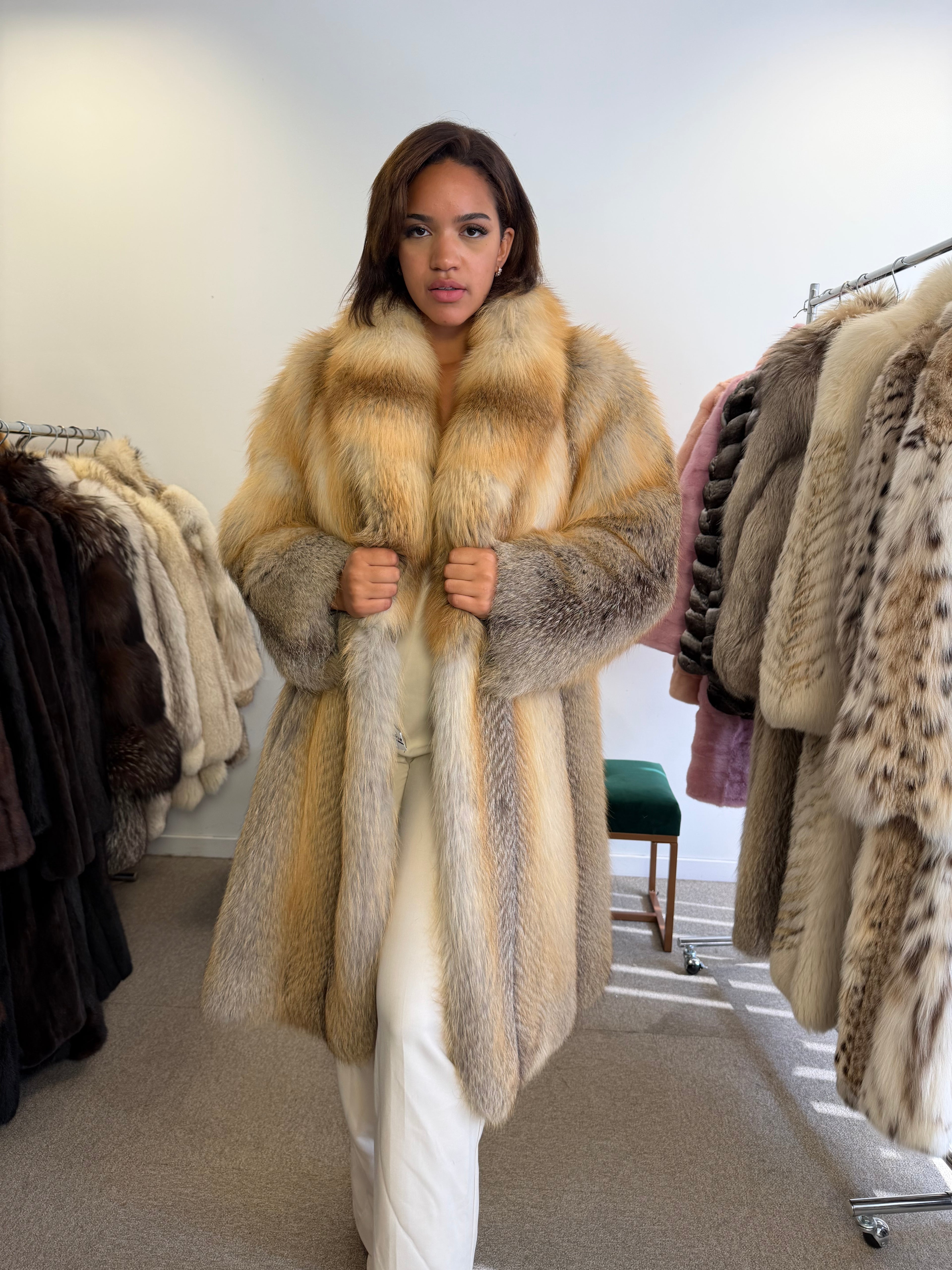 Golden Island Fox Fur Coat, SAGA FOX, luxury XXL