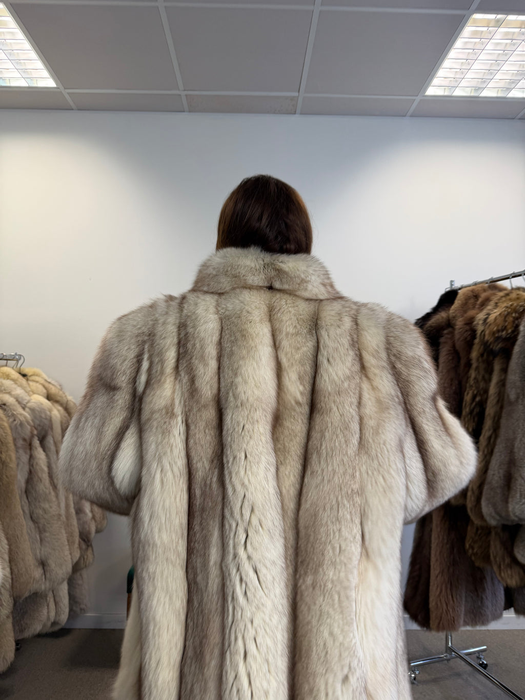 Fox Fur Coat, White Nordic, Oversized 3XL