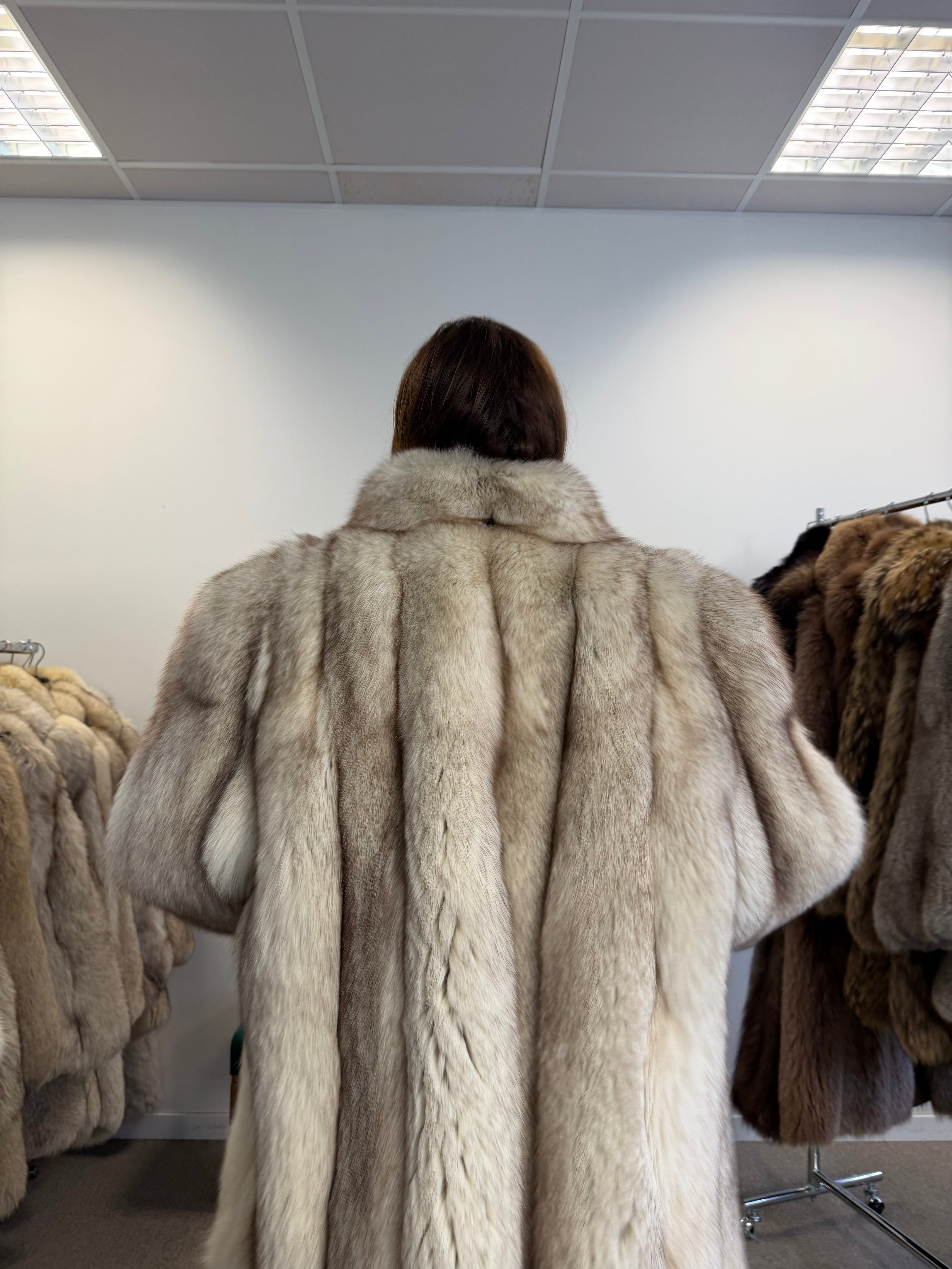 Fox Fur Coat, White Nordic, Oversized 3XL