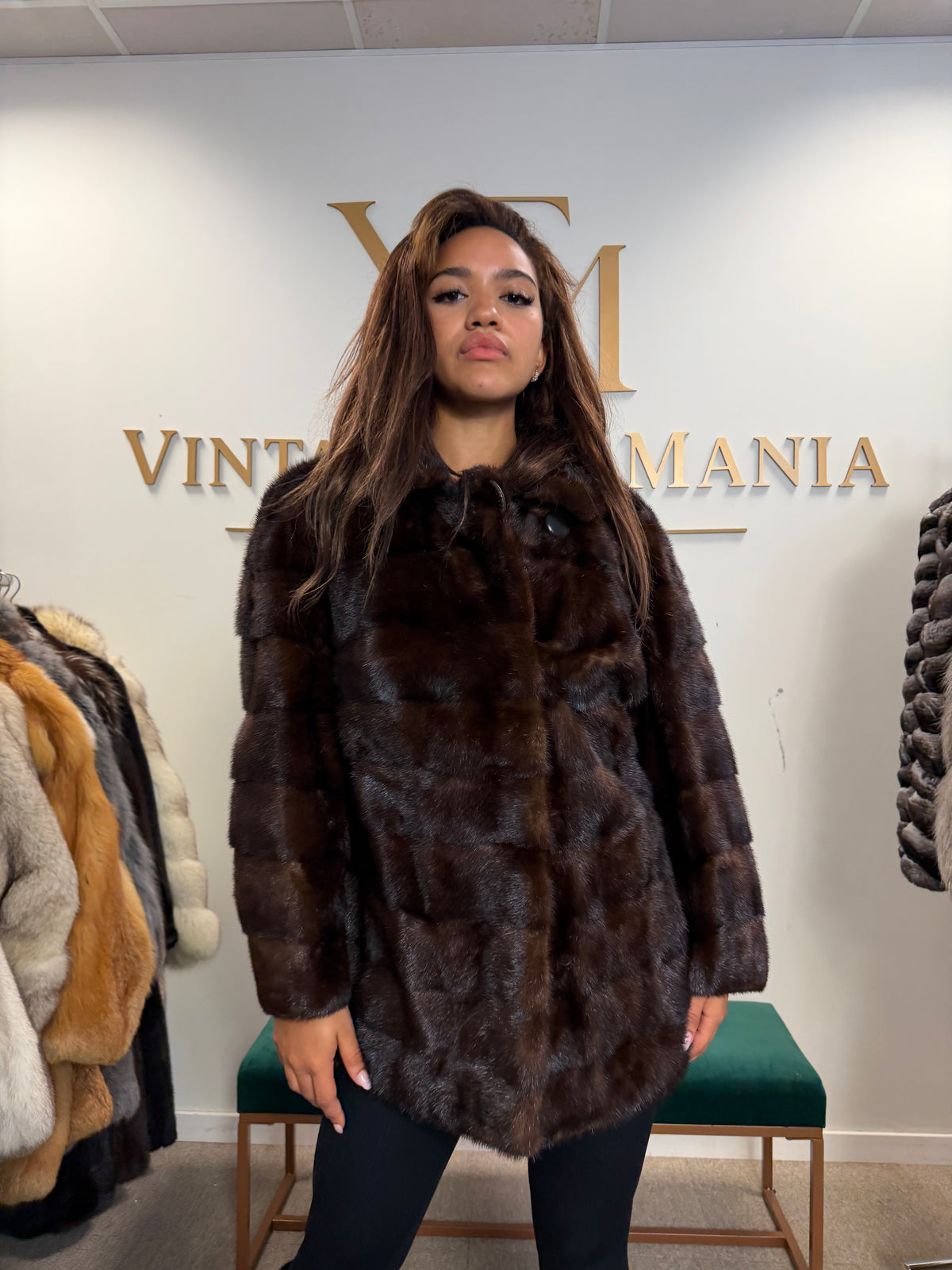 Brown Mink Fur Jacket, XL, Short