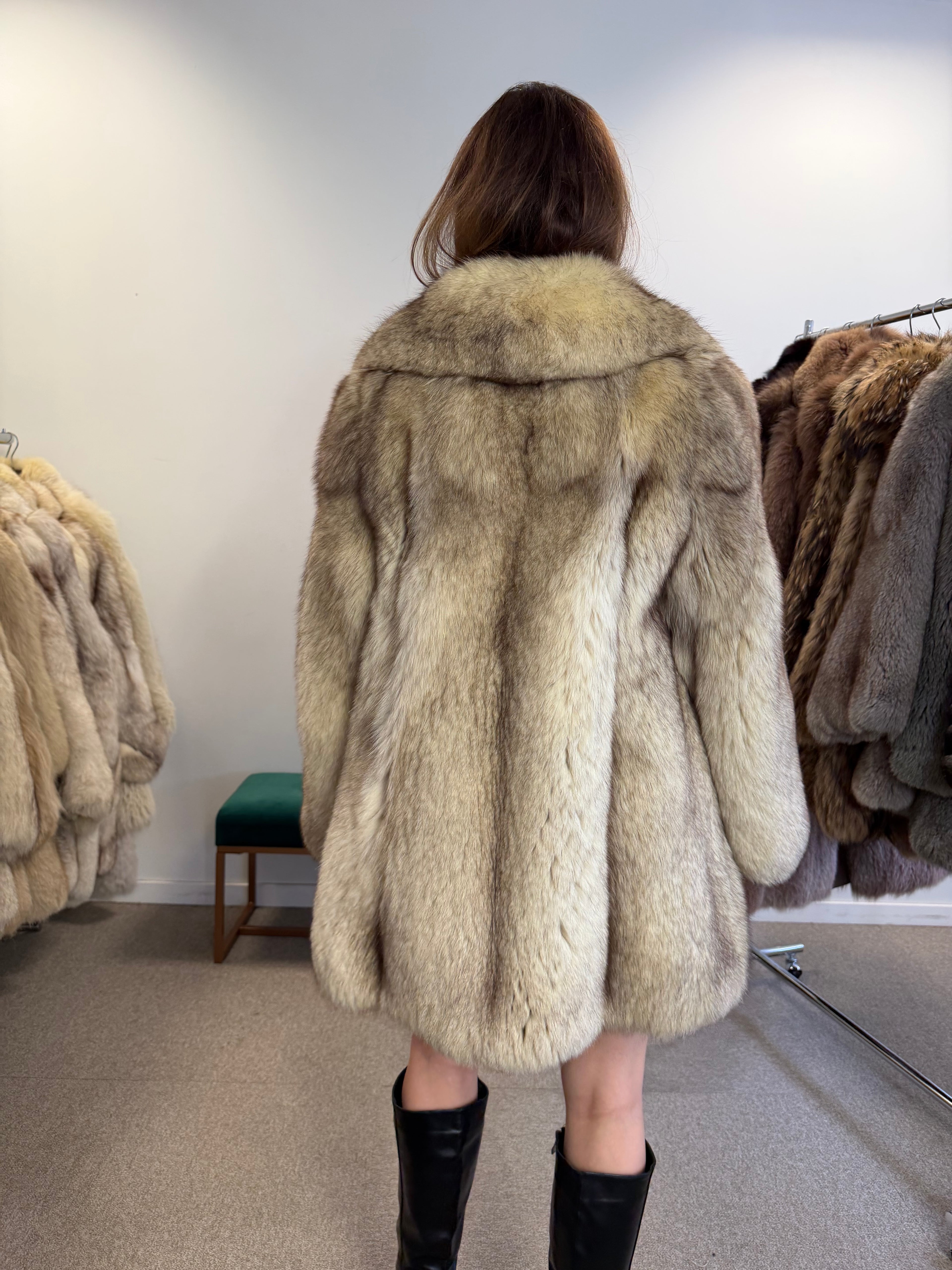 Fox Fur Coat, White Nordic, Size M