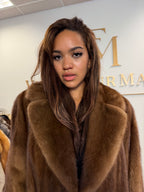 Pastel Brown Mink Fur Coat, Oversized, Fits up to 5XL, Rare