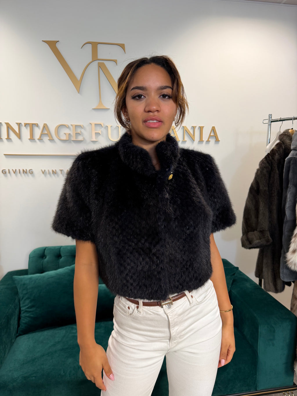 Dark Blue Mink Fur Jacket, M/L, New, Luxury Design