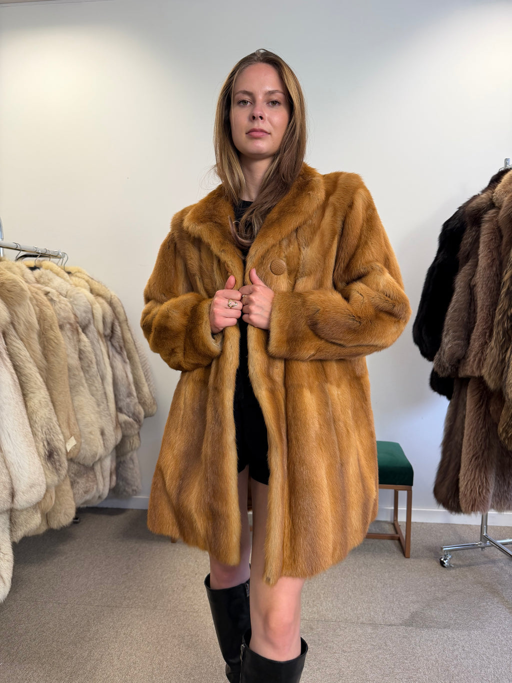 MGolden Mink Fur Jacket, Large, Special Style