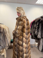Muskrat Fur Coat, Brown, Full Length, Size S