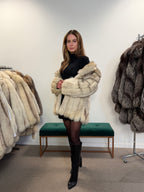 White Fox Fur Jacket, Size M