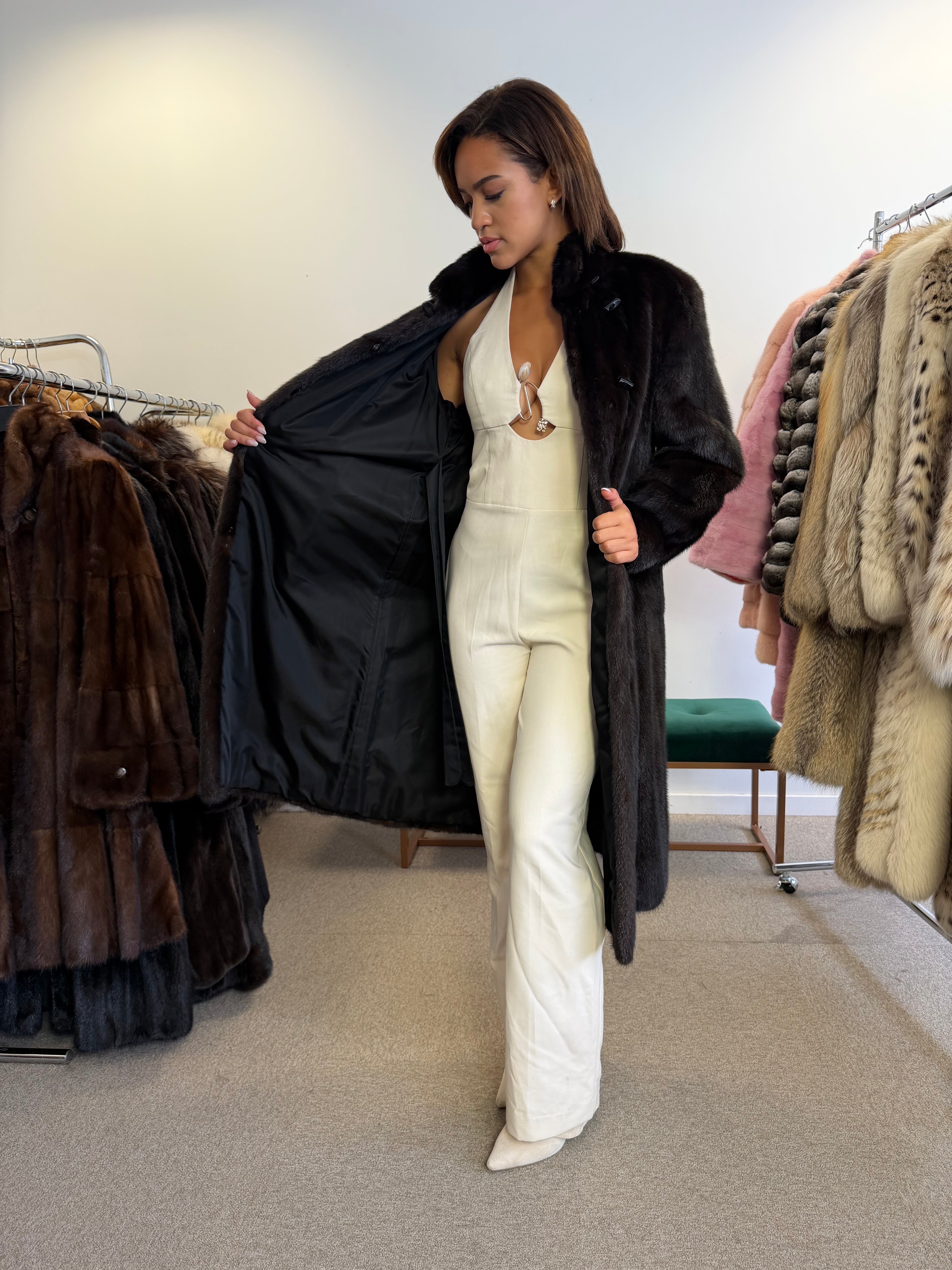 Mink Fur Coat, Dark Brown, Medium