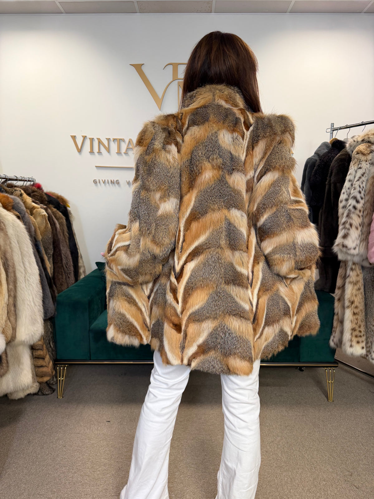 Red Fox Fur Jacket, XL, Pieced