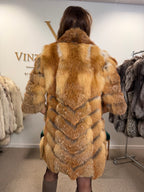 Red Fox Fur Jacket, Small, Trimmed, Short Sleeves