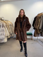 Brown Beaver Fur Coat, XL, Soft and Warm