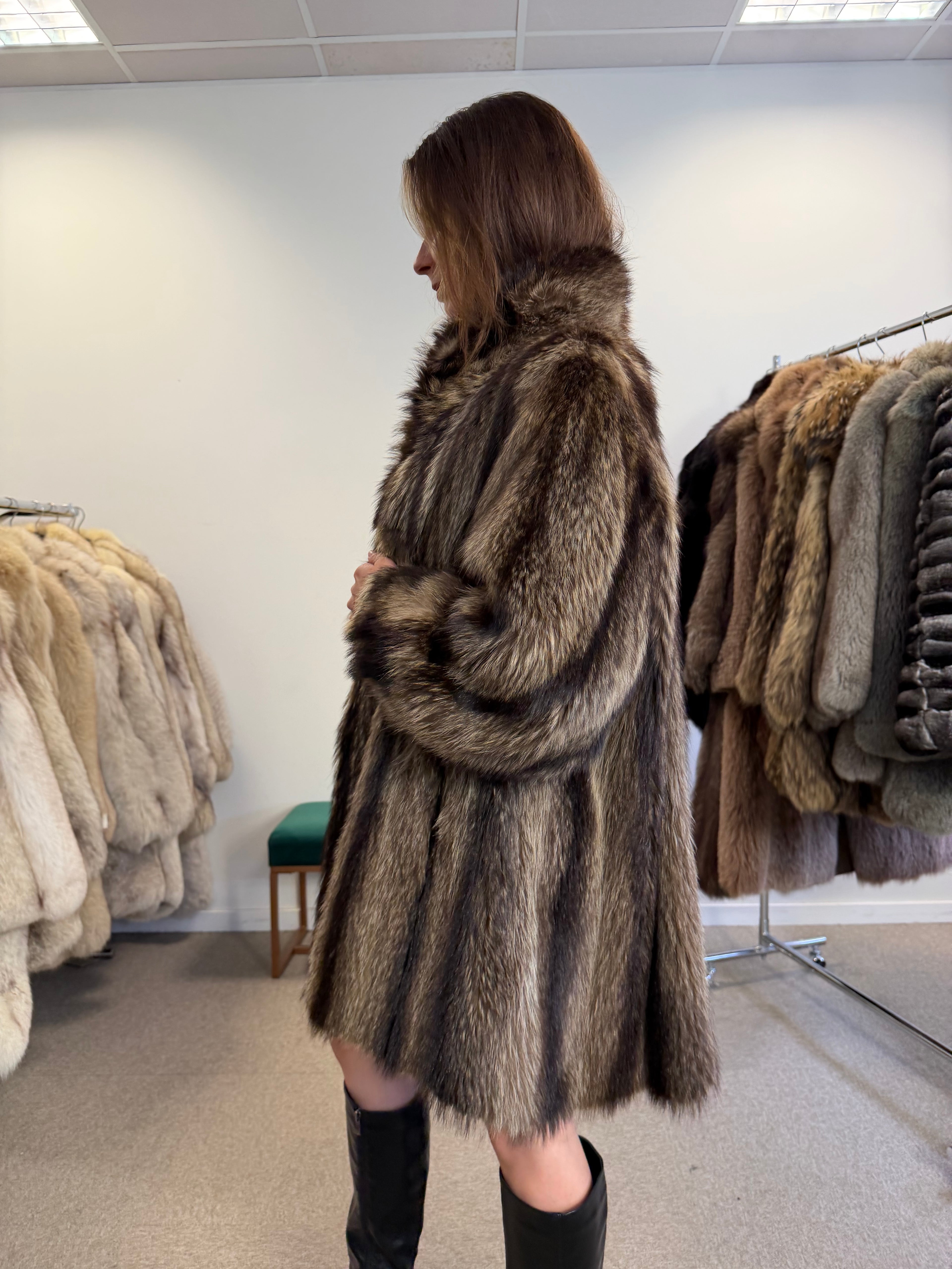 Raccoon Fur Coat, Size L