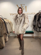 White Fox Fur Coat, Medium, Trimmed