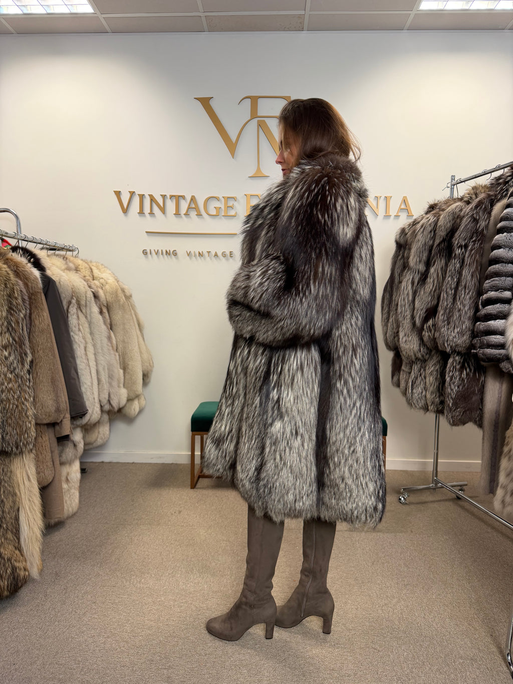Silver Fox Fur Coat, Large, Ankershoffhem luxury brand