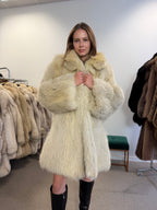 Fox Fur Coat, White, Size XL