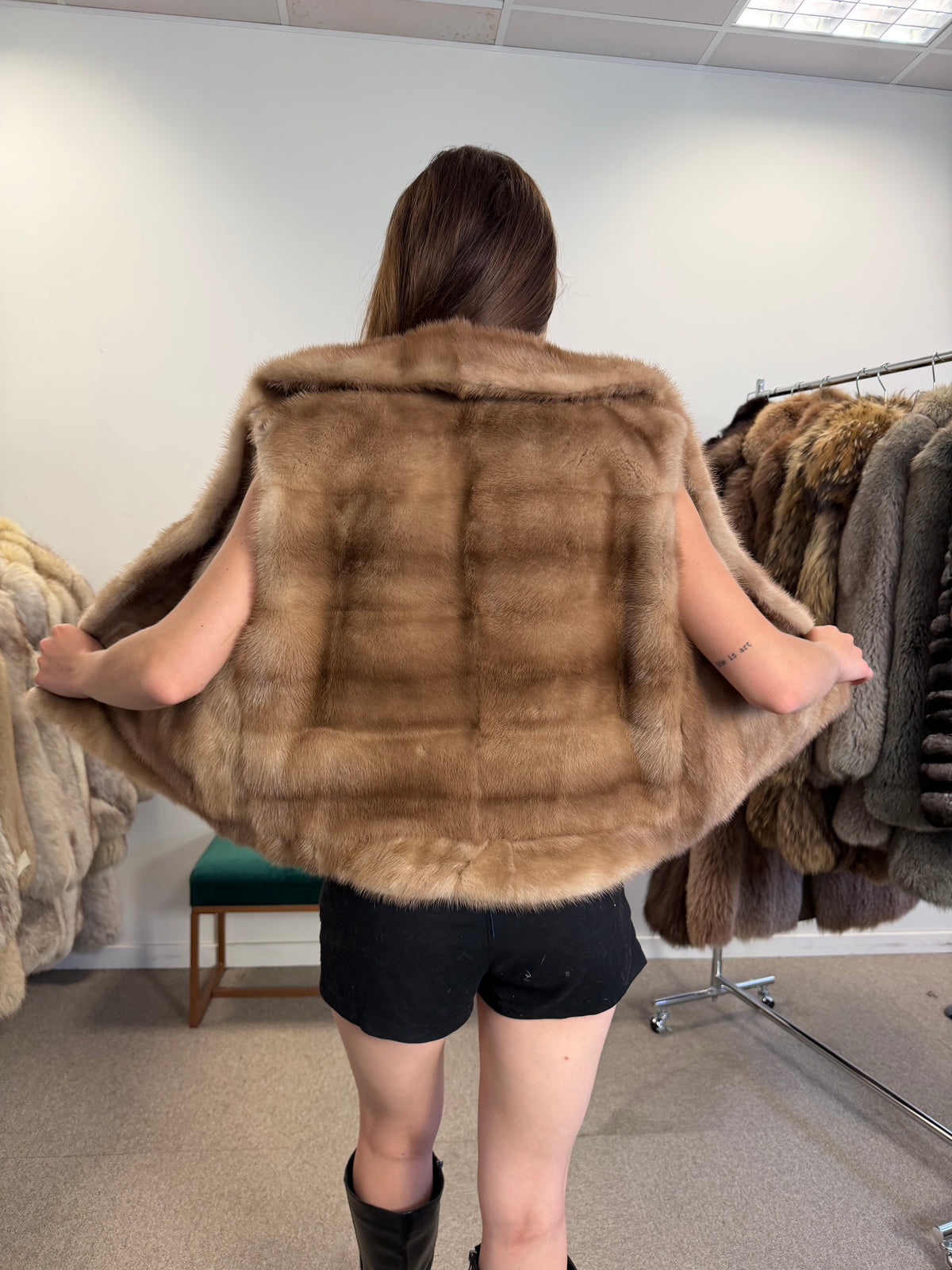 Pastel Mink Fur Vest, Medium, Open Front