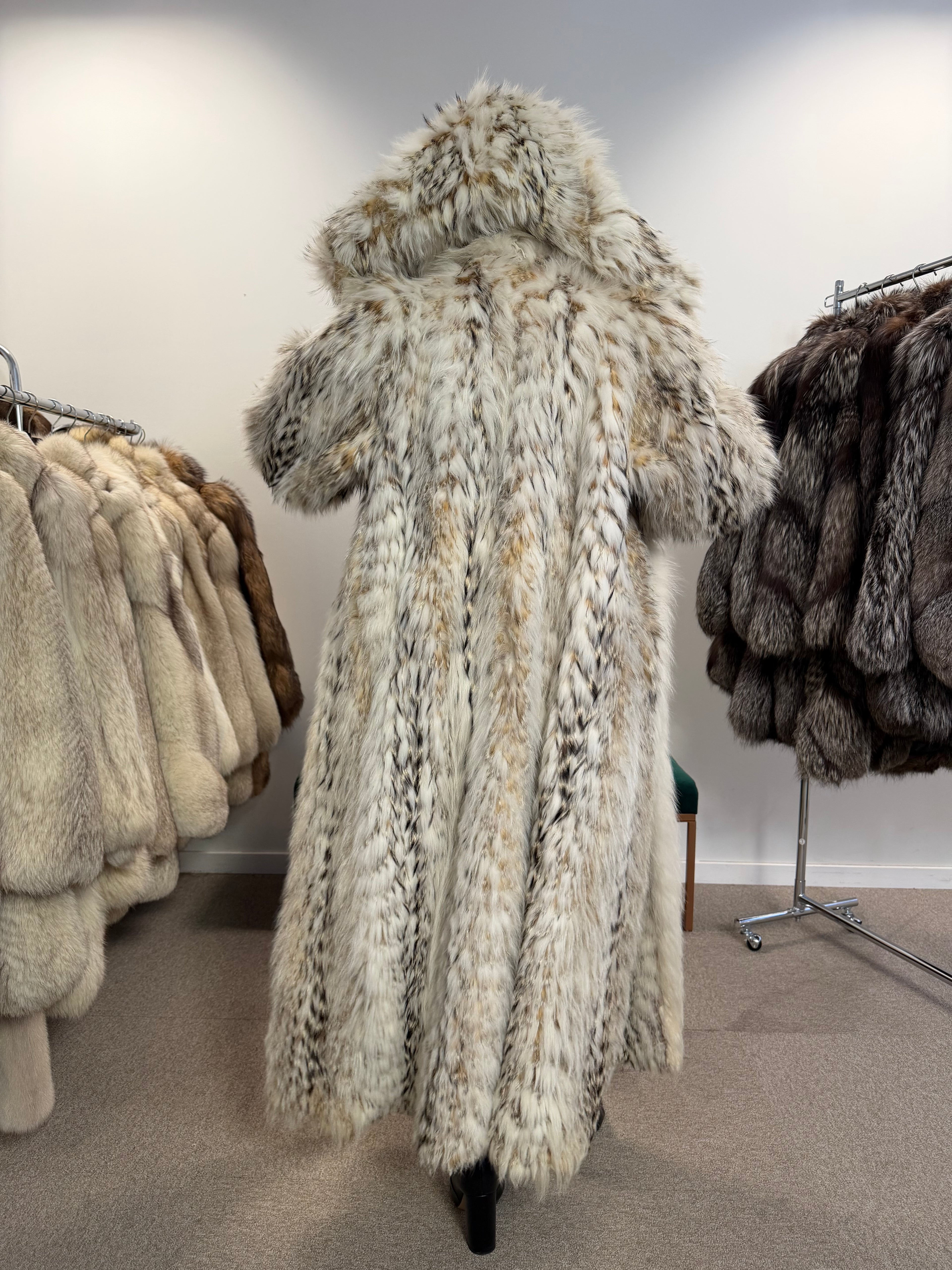 White Fox and Finn Raccoon Real Fur Coat, Size XL